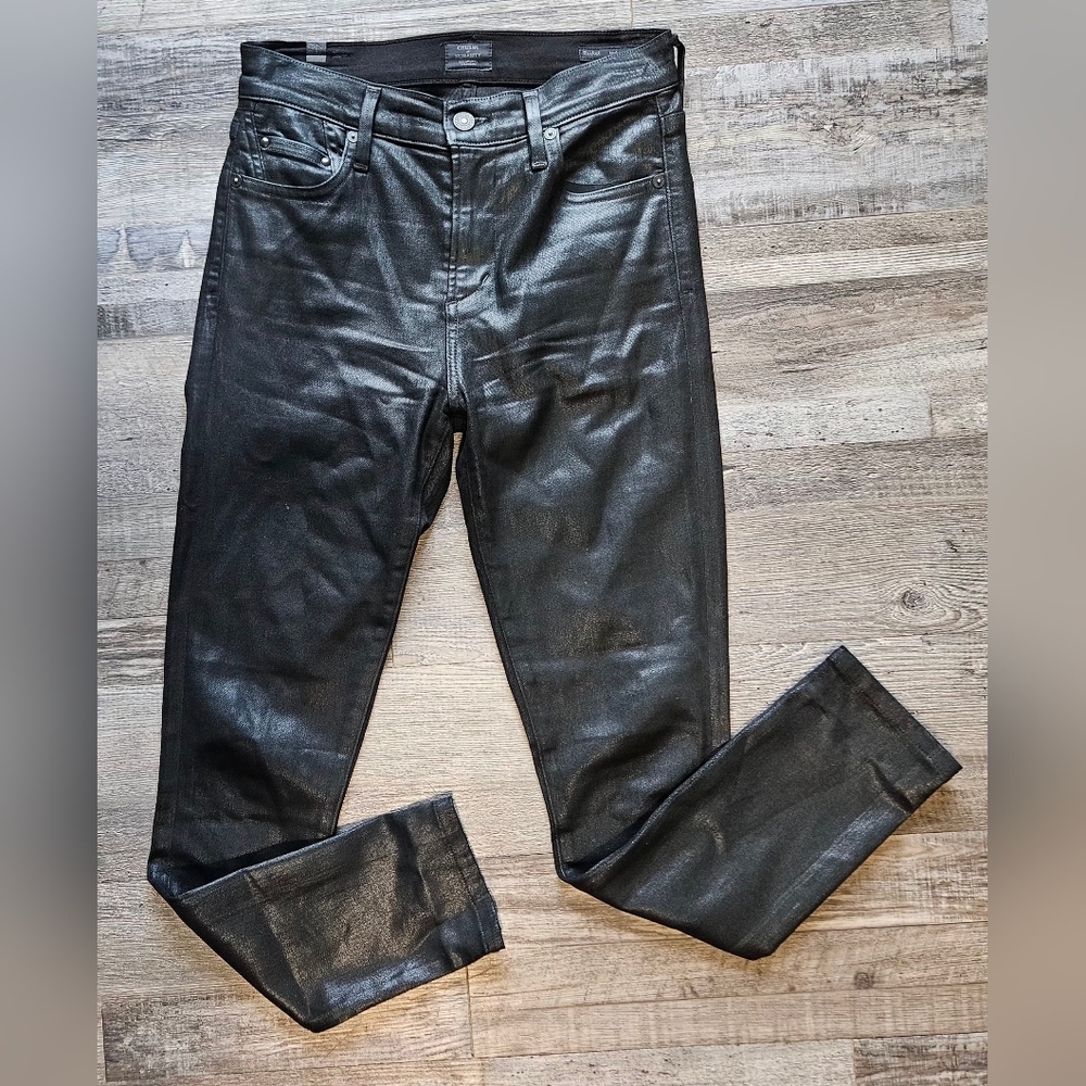 💚CITIZEN‎ OF HUMANITY Jeans Size 26 Rocket High Rise Skinny Denim Glosy Black🩷